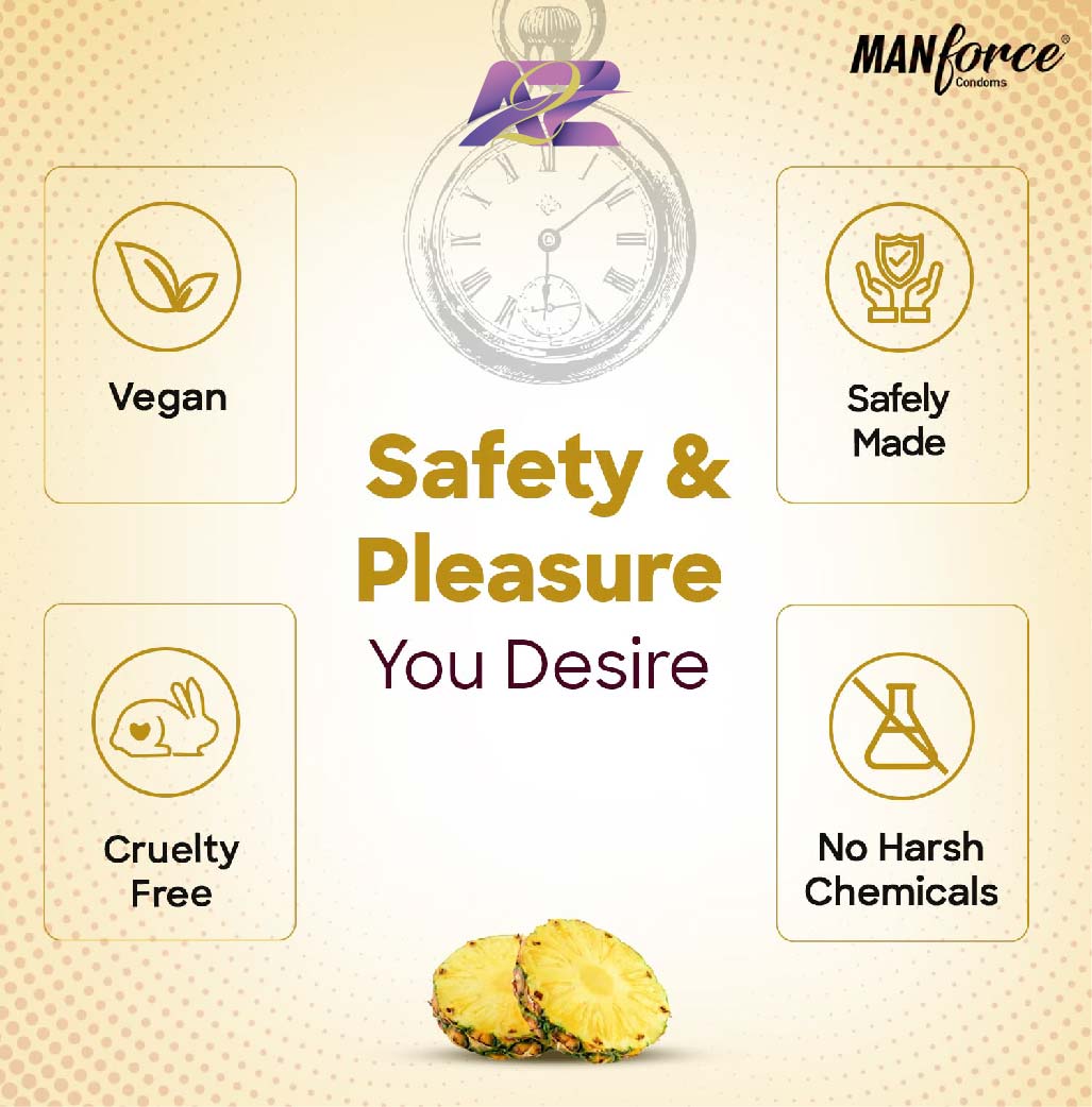 Manforce Overtime Dotted Condom Pineapple Flavor |10pcs pack 3's Combo | Made in India. 