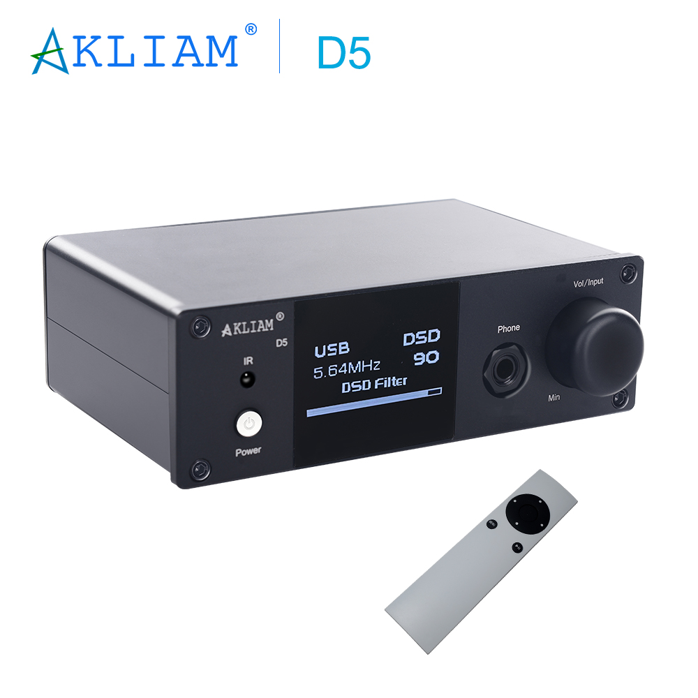 AkLIAM D5 Dual ES9038Q2M DAC Hifi Audio OPA1604 Bluetooth Dac with QCC5125 LDAC APTX XMOS USB Card 6.35mm Headphone Amplifier