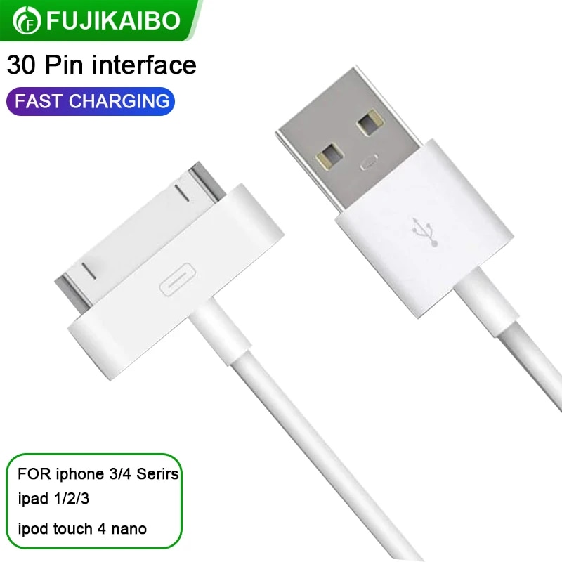 1-2 PCS 30 Pin USB Cable For iPhone 4S 4 3GS iPad 1 2 3 iPod Nano Touch Charger Wire Fast Charging Data Synchronisation Cable