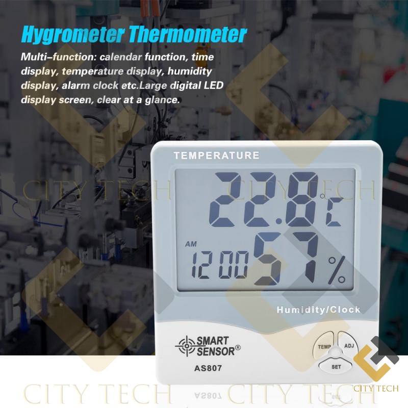 AS-807  AS807 Digital Hygrometer Thermometers Humidity Temperature Meter Tester Weather Station With Calendar & Clock Alarm. 
