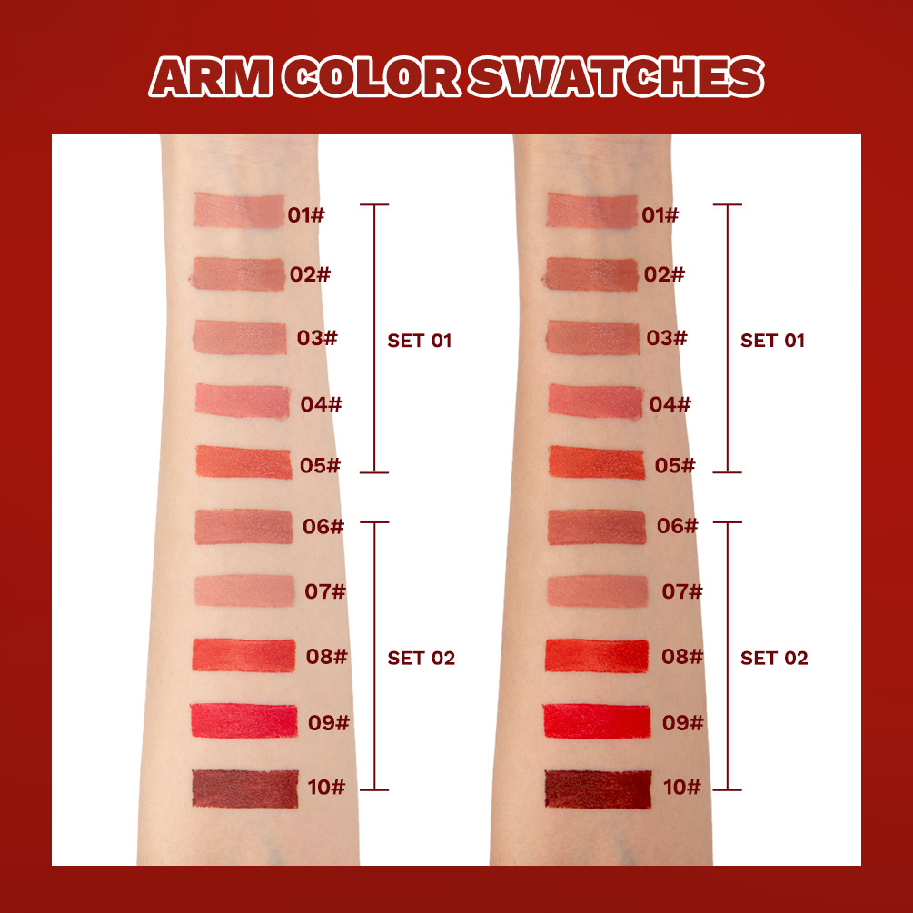 QIBEST Matte Velvet Matte Lipstick Set Non-sticking cups, non-fading, easy to color, moisturizing, long-lasting lipstick makeup. 