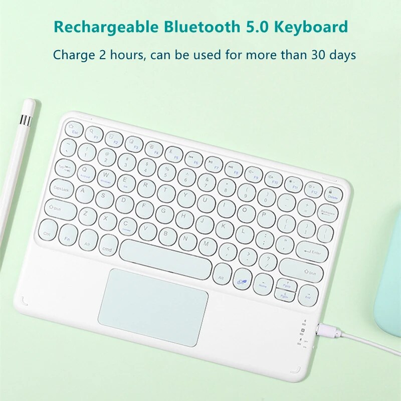 For iPad Keyboard With Touchpad Bluetooth-compatible Wireless Keyboard For iPad Pro Air for Xiaomi Huawei Tablet Android Windows. 