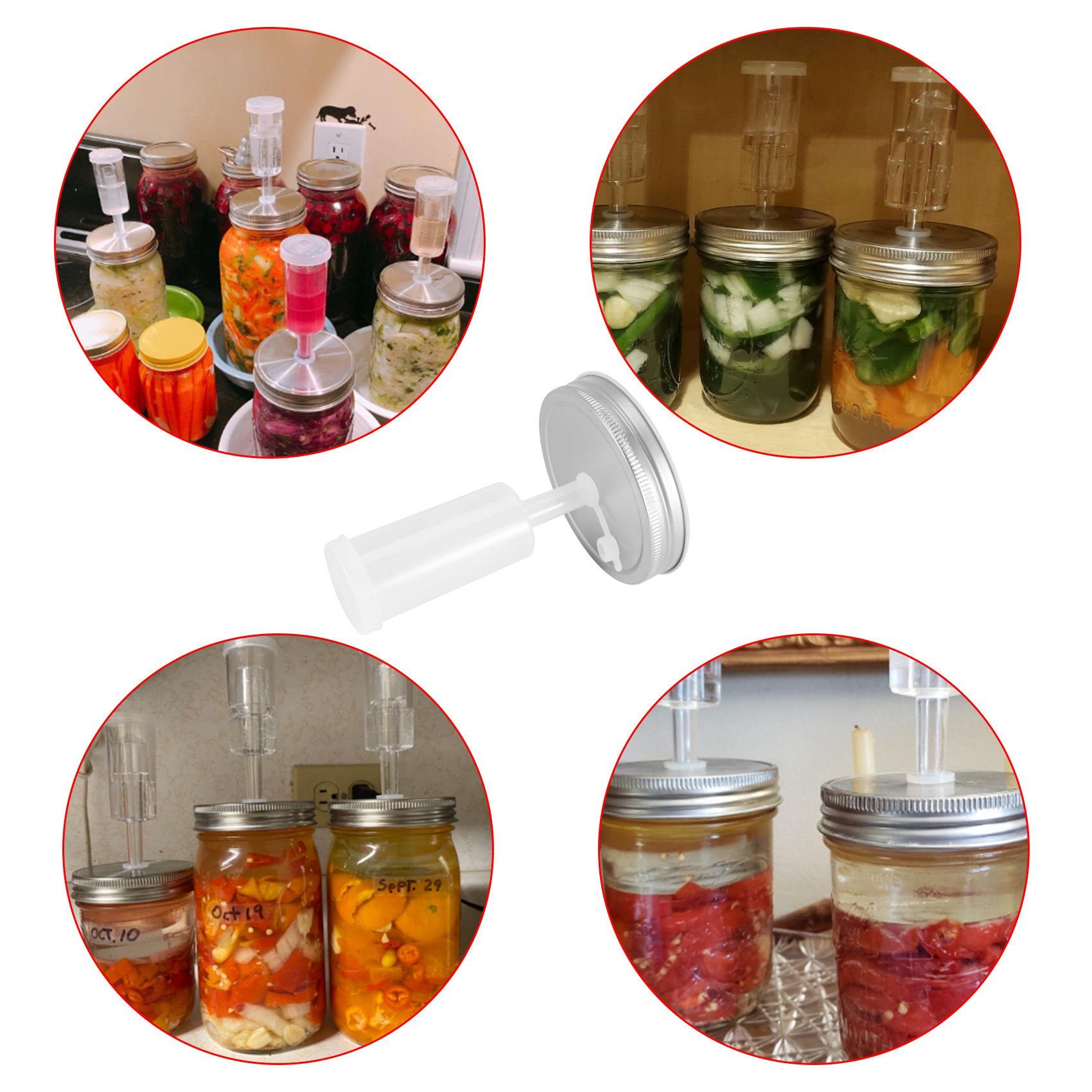 Airlocks for Wide Mouth Mason Fermenting Lids for Making Sauerkraut. 
