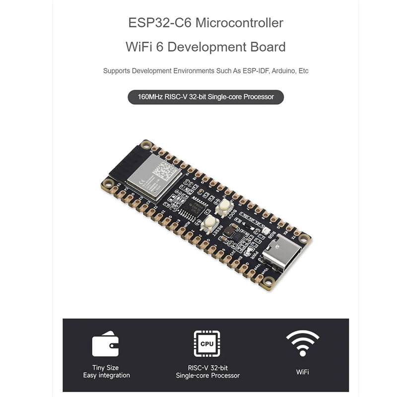 【7Rings Store】（NEW）ESP32-C6-Pico Development Board WiFi 6 Microcontroller ESP32-C6-MINI-1 Module Supports for ESP-IDF. 