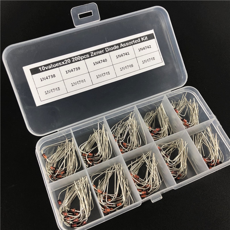【happy one】20Values Zener Assortment Electronic kit 1N4728~1N4748 1W DO-41 With 2 storage Box. 