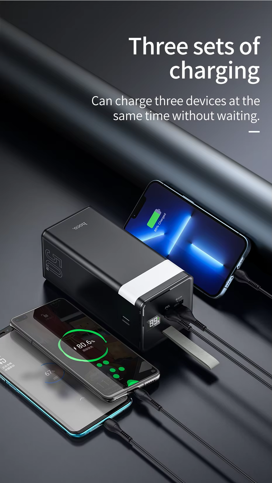 HOCO J86A 50000mAh Portable Cell Phone Battery 22.5W Fast Charging Power Bank. 