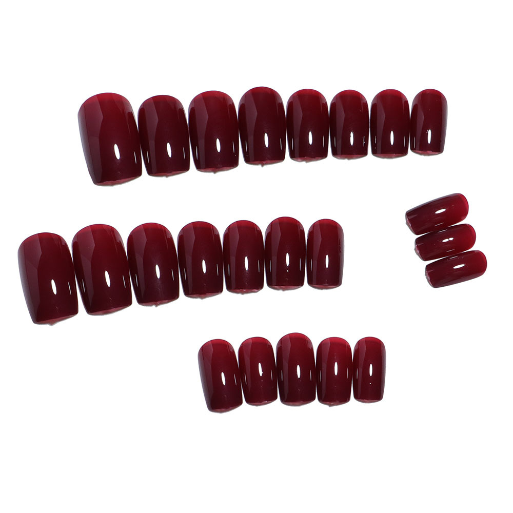 24 Pcs Press on Acrylic Nails Set with Glue Solid Colors False Nails for Girls Short Square Fingernails Nail Tips Removable