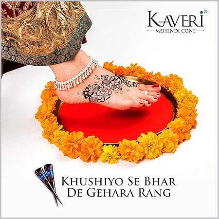 Kaveri Natural Mehndi Cones with 25g each Reddish Brown (Pack of 12 Pieces). 