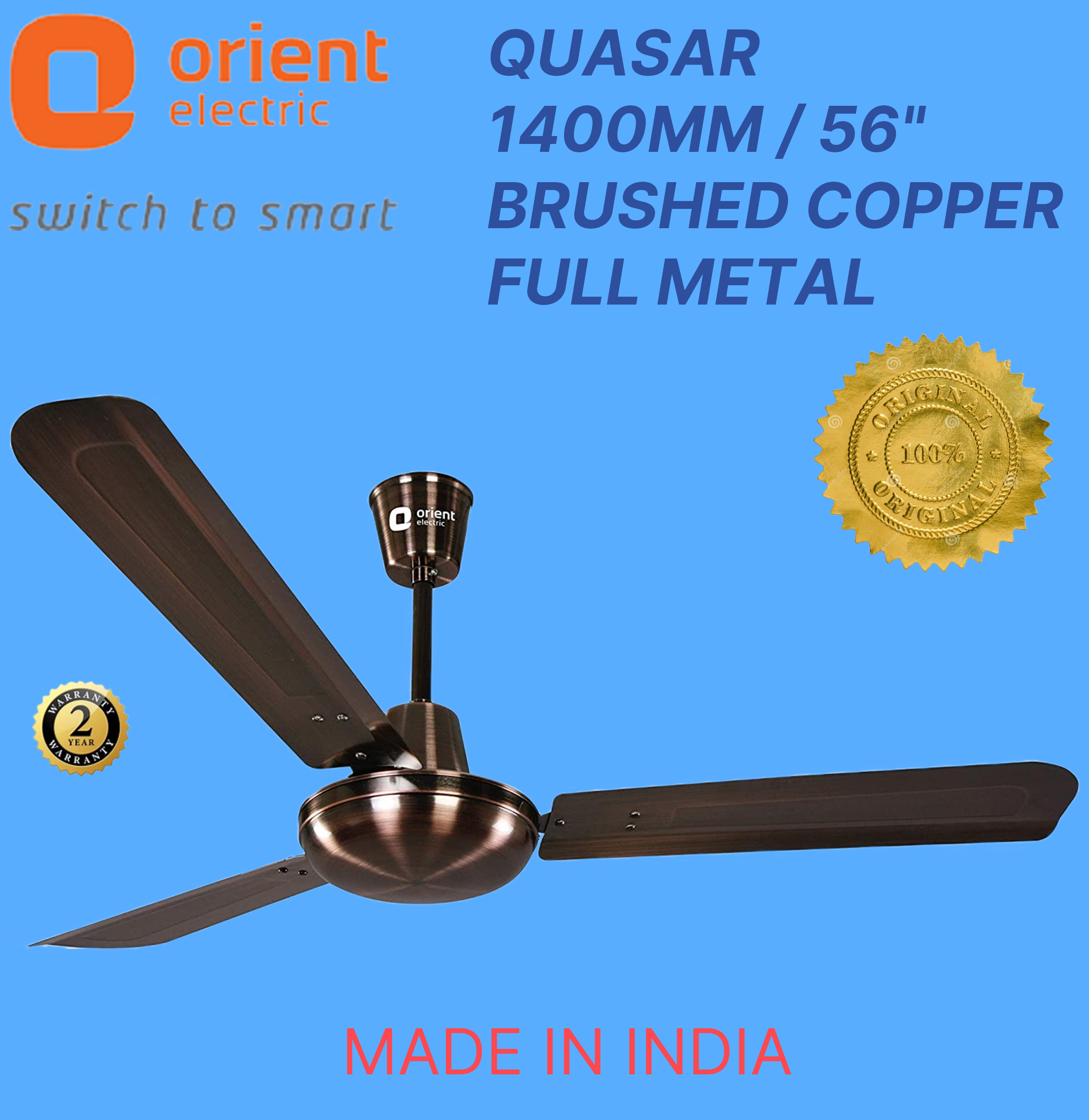 Copper Ceiling Fan India Shelly Lighting