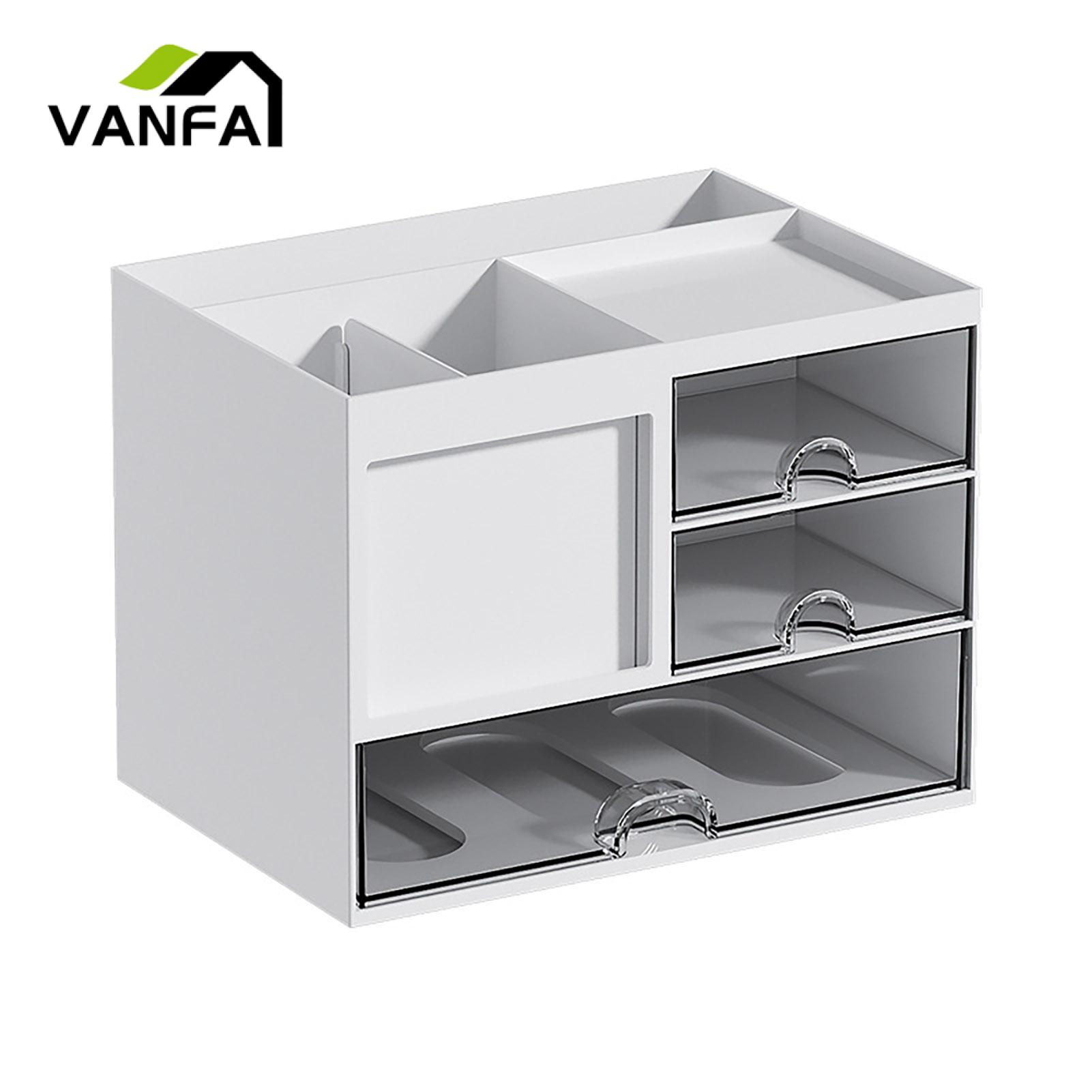 Multifunctional Desk Organizer Large Capacity Desk Organizer with Drawer Pen Holder Multi-compartment Storage Case for Office Supplies. 
