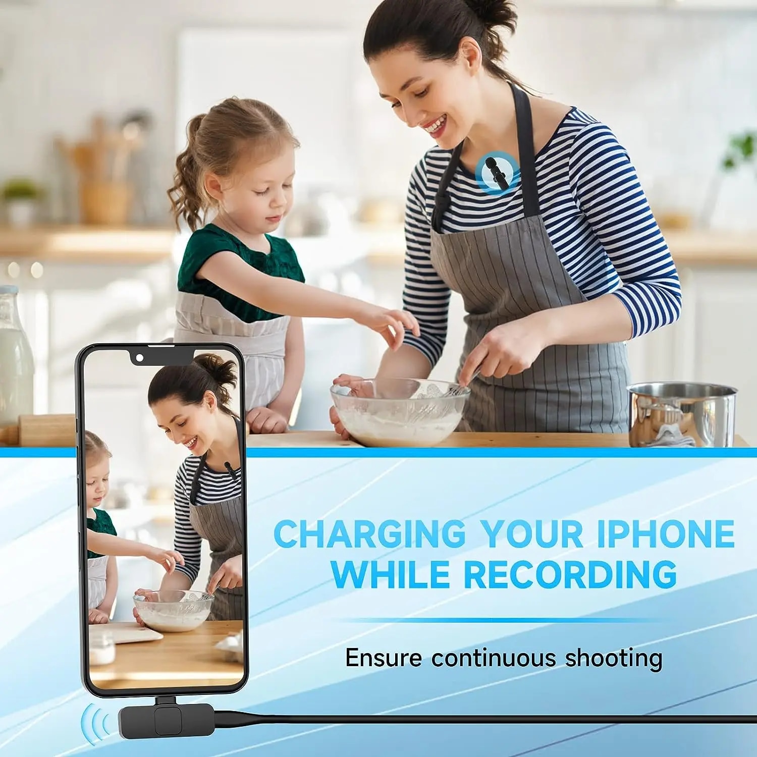 Wireless Lavalier Mini Microphone For iPhone 14 Pro Max 13 Mini 12 11 XR Lapel Mic for Video Recording Interview Live Streaming. 