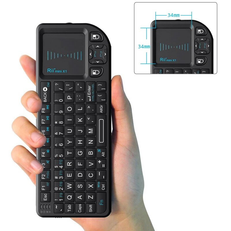 Rii X1 2.4GHz Mini Wireless Keyboard English/ES/FR Keyboards with TouchPad for Android TV Box/PC/Laptop. 