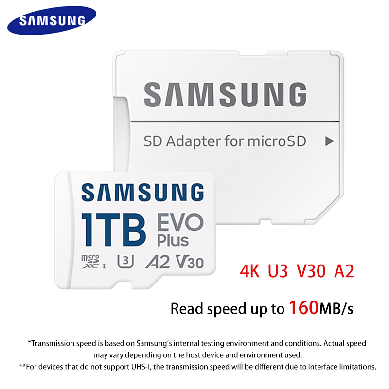 SAMSUNG EVO Plus Micro SD Cards 1TB 512GB U3 A2 Memory Card 256GB
