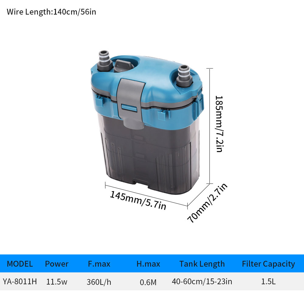 YA-8011H/YA-8012H External Aquarium Filter with High Quality ABS, Multi-Level Filtration, 30-85 Gallon, Easy Operation, Quiet Fish Tank Filter, Clear Water & Healthier Fish, Large Space for Efficient Nitrification, Suitable for Various Aquarium Sizes,