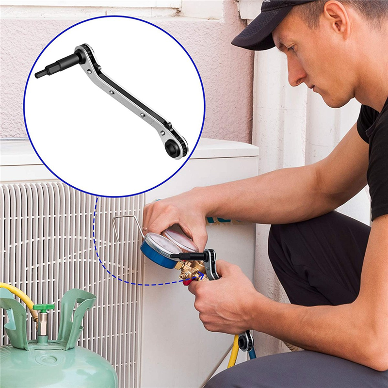 Hvac Service Wrench with Hex Bit Adapter. 