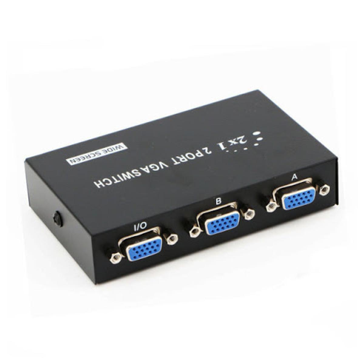 VGA 2 in 1 Out 2 Port VGA Switch Press Button Two Way VGA Video Switcher Splitter for PC TV Monitor -Black