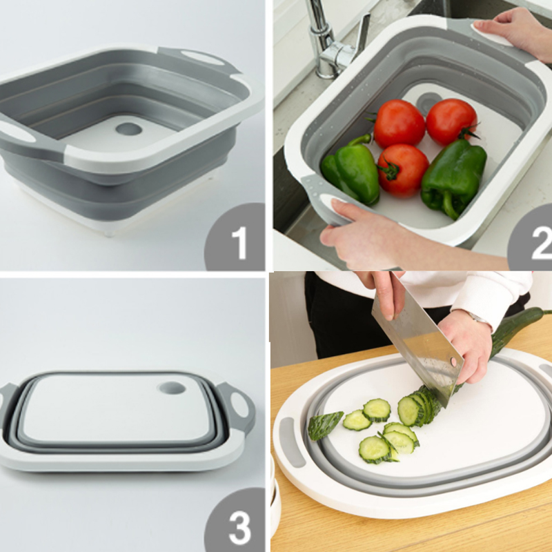 DomoSecret Chopping Board Folding Drain Basket Multifunction 3 In 1 S. 