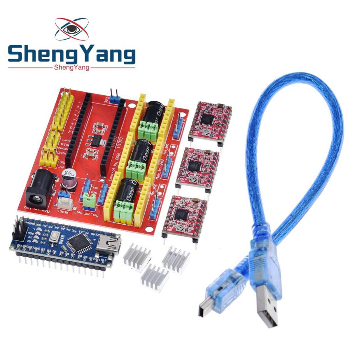 【Mary DAI Store】ShengYang 3DV4 CNC Shield V4 3.0 3pcs A4988 Reprap Stepper Drivers Set For Arduino