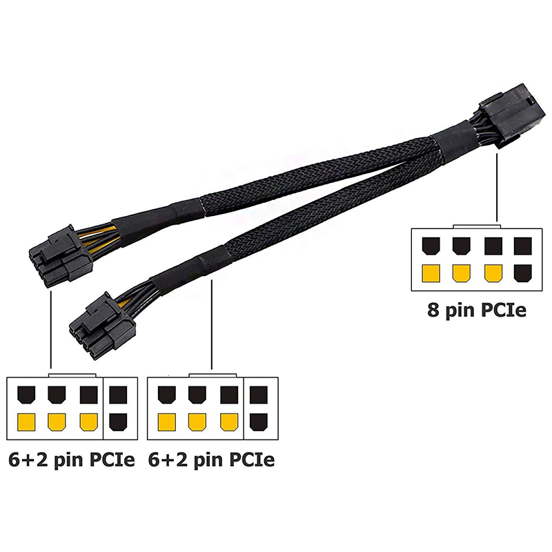 8 Pin PCI-E PCI Express Graphics Video Card GPU VGA 8 Pin Female to Dual GPU 8(6+2 ) Pin Male Sleeved 8Pin Splitter. 
