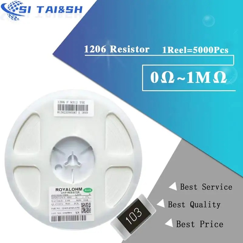 5000Pcs 1206 0R ~ 10M SMD resistor 1/2W 0 1 10 100 150 220 330 ohm 1K 2.2K 10K 100K 0R 1R 10R 100R 150R 220R 330R ohm 5%