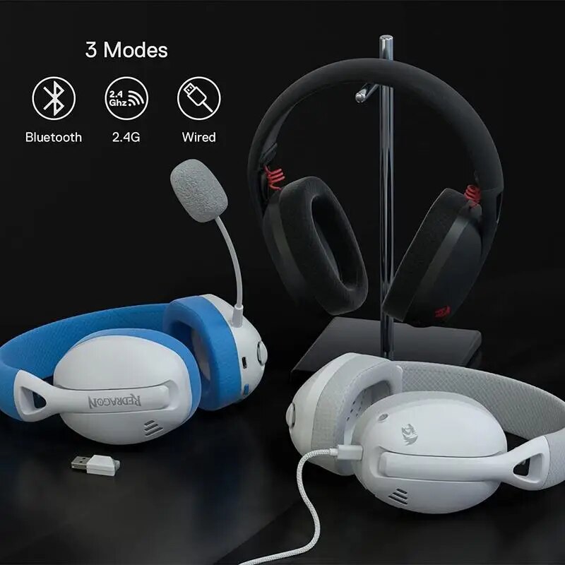 Redragon H848 Headset Bluetooth Wireless Gaming Lightweight 7.1 Surround Sound 40MM Drivers Detachable Microphone Multi Platform. 