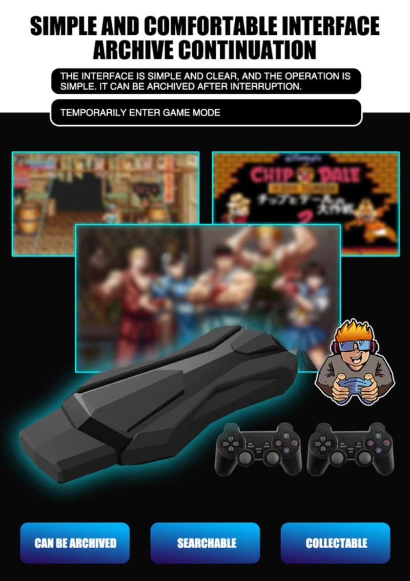 Ecocc【In stock】 2.4G Wireless Controller Family Retro Game Console HDMI-compatible Vedio Game Console Built-in 6888 Games 7 Emulator High quality plug and play. 