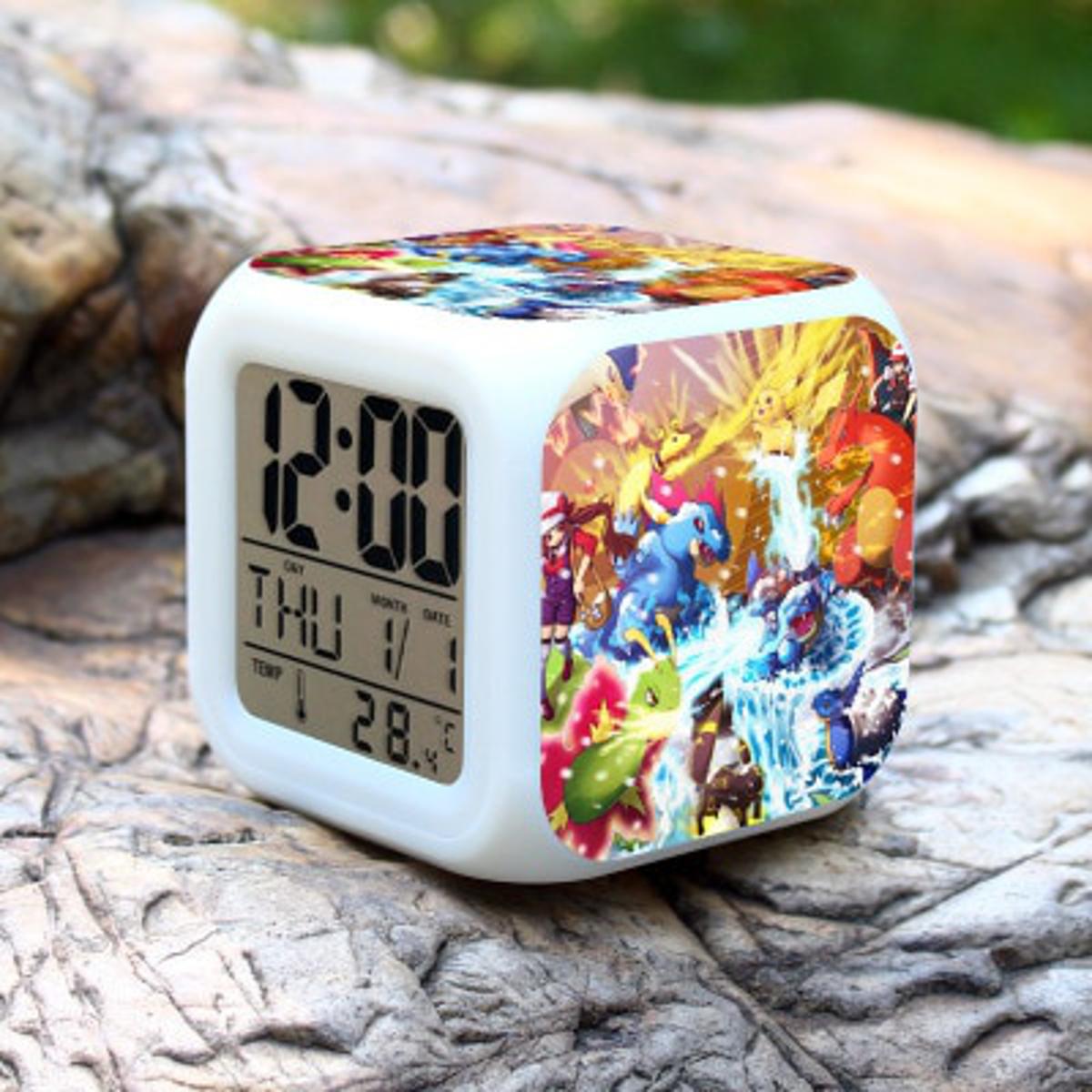 New pokemon go Digital 7 Colors Change LED Digital Alarm Clock Night light Colorful Changing clock