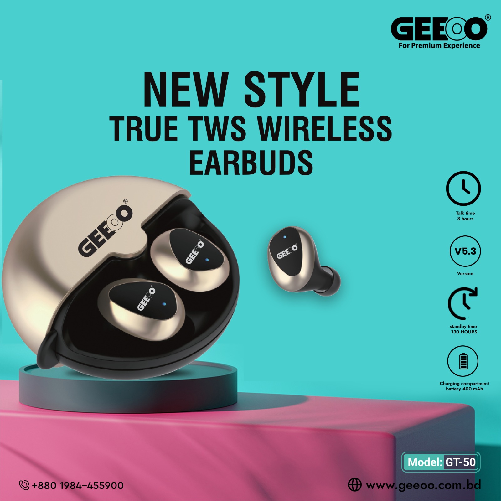 Wireless Earbuds (GEEOO GT-50). 