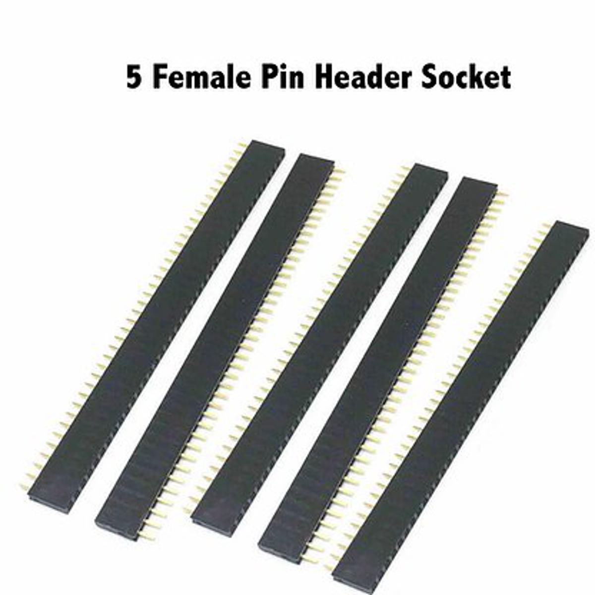 2Pcs- 40x1 ROW Female Header Pin 40x1 Straight Pins Single Row 2.54mm Pitch Pin Female Header Connectors Strip For Breadboard Friendly Electronics Circuitry & Parts