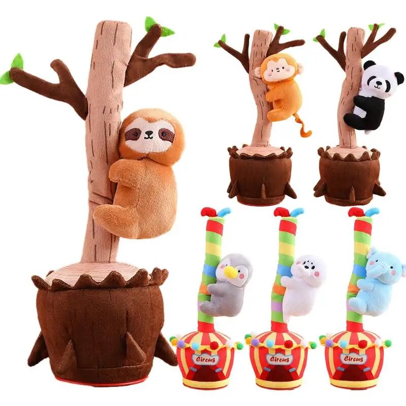 Dancing Panda Climbing Tree Toy Speaker Talking Voice Repeat Plush Singing Dancer Cactus Toy Talk Plushie Stuffed Kawaii Toys
