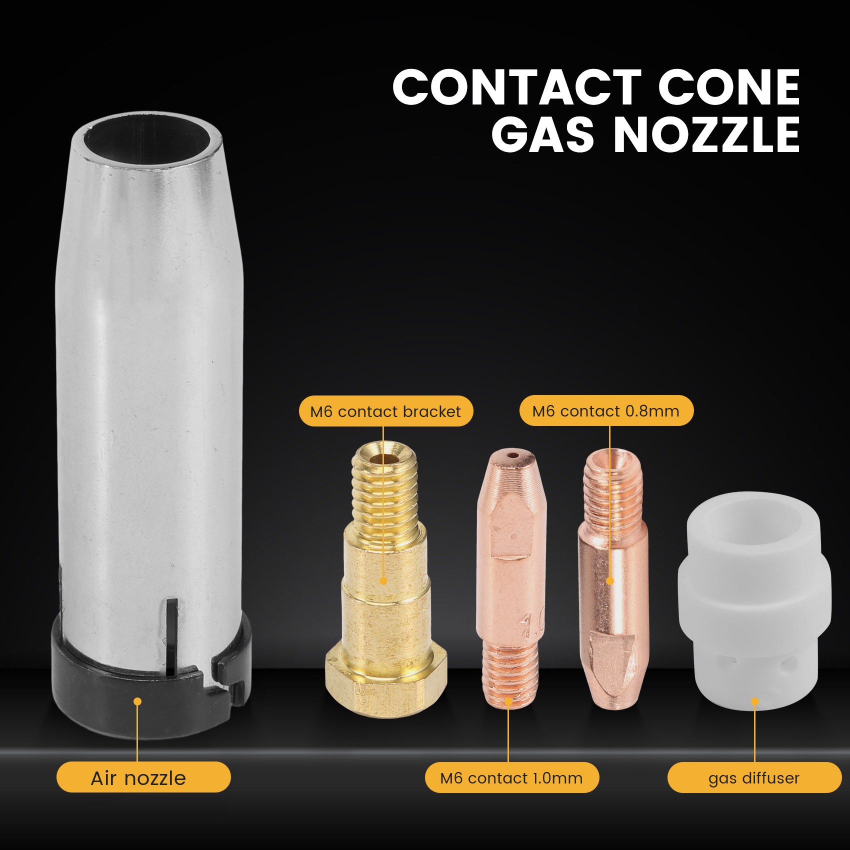 Contact Tip Conical Nozzle & 24KD MB24 MIG Welding Torch 59Pcs. 