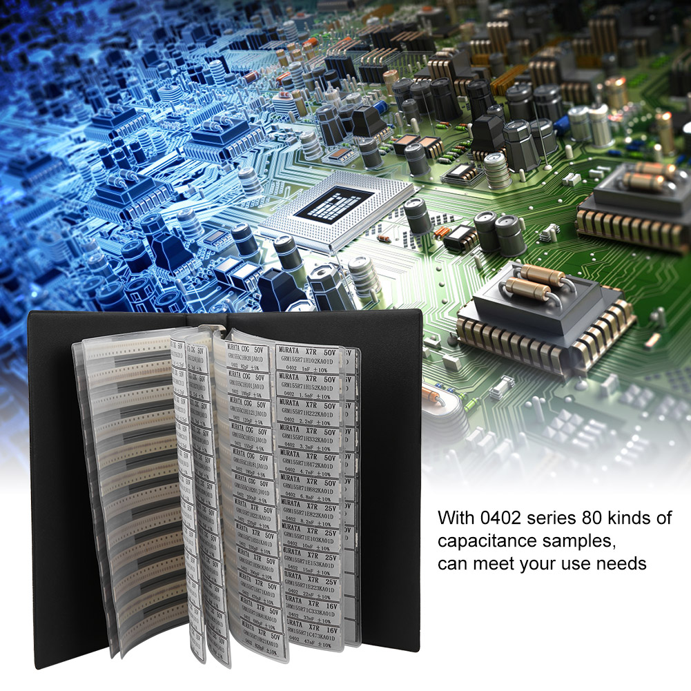Sample Book 0402 Series 80 Values Capacitors Electronic Components Assorted Kits Black. 