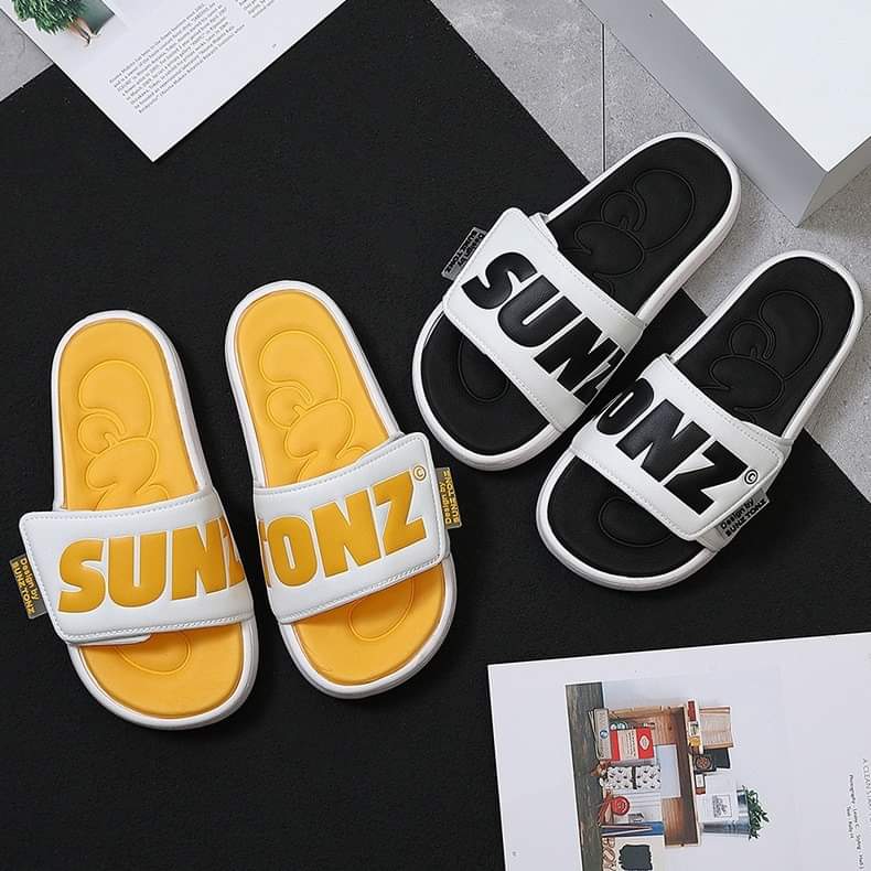 Stylish Black, Yellow, Green and White Color Slides Slipper SUNZTONZ Light Weight Casual Style Sandal for Men. 