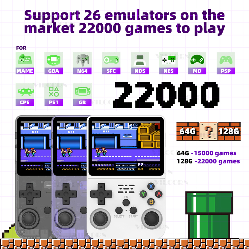 R36S Retro Handheld Game Console Portable Pocket Video Player Open Source -Option -WHITE128G-Option -WHITE128G. 