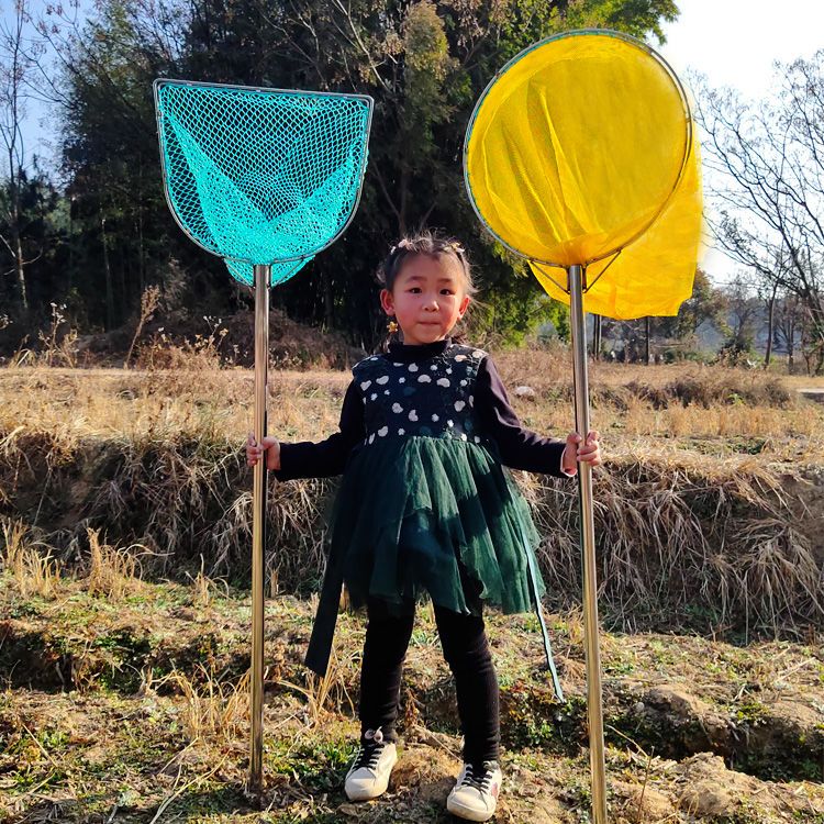 Double Ring Inner Ring Stainless Steel Dip Net Hand-Woven Nine Strands Dense Eye Fish-Catching Net Wooden Handle Net Long Handle Net Bag of Fishing Gear. 