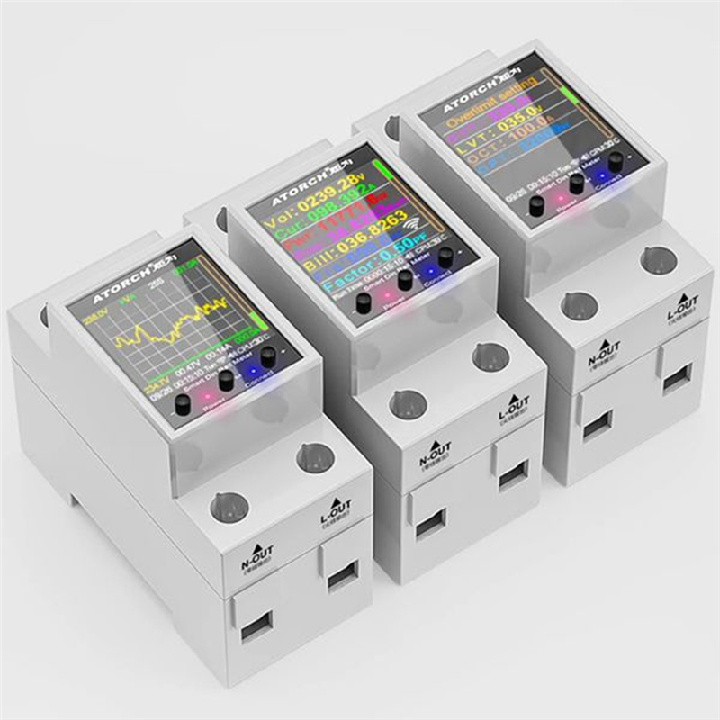 ATORCH GR2PW Electricity Meter Tuya WiFi Rail Power Energy Meter AC50-320V Digital Display Monitor Voltage Curve Ammeter. 