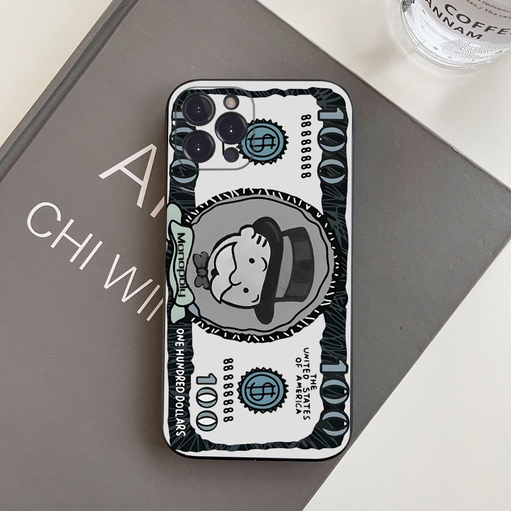 Cartoon Luxury Dollar MonopolyS Phone Case For iPhone 14 13 happy12 Mini 11 Pro XS Max X XR SE 6 7 8 Plus Soft Silicone Cover. 