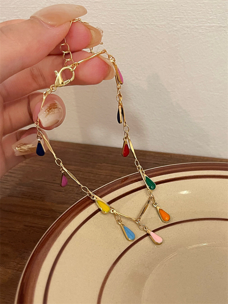 Colorful fashionable enamel anklets for women, exotic, unique design, niche foot accessories, summer new fashion accessories