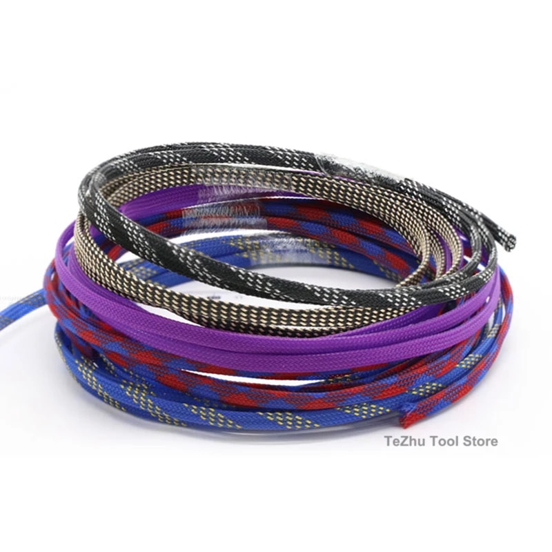 3Meters Multiple Colors PET Sleeves Tight Braided Expandable Cable Wire Snakeskin Sleeving Cord Protector 3/4/6/8/10/12-20mm. 