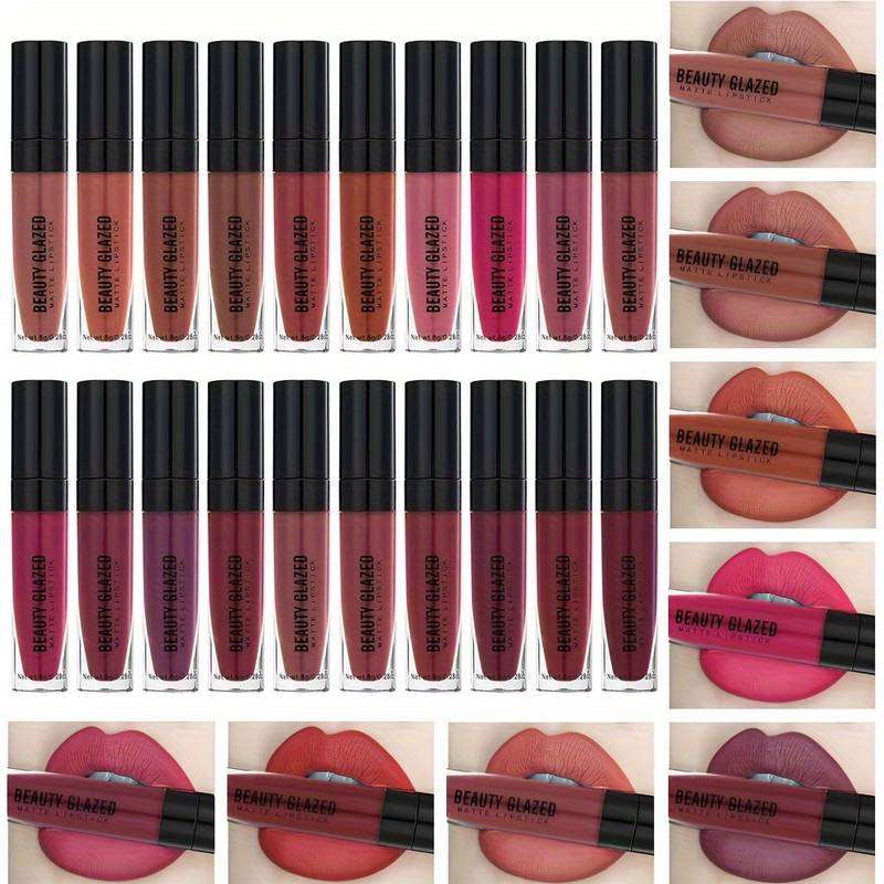 Beauty Glazed New Matte Waterproof Long Lasting Liquid Lipstick -112#RED WINE. 