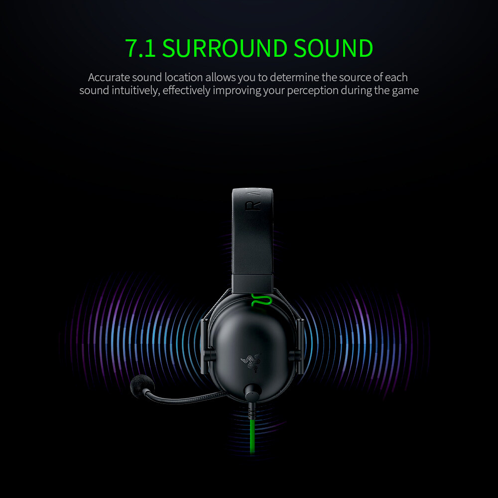 Razer BlackShark V2 X Wired Gaming Headset with Razer TriForce 50mm Driver HyperClear Noise Reduction Mic 7.1 Surround Sound. 