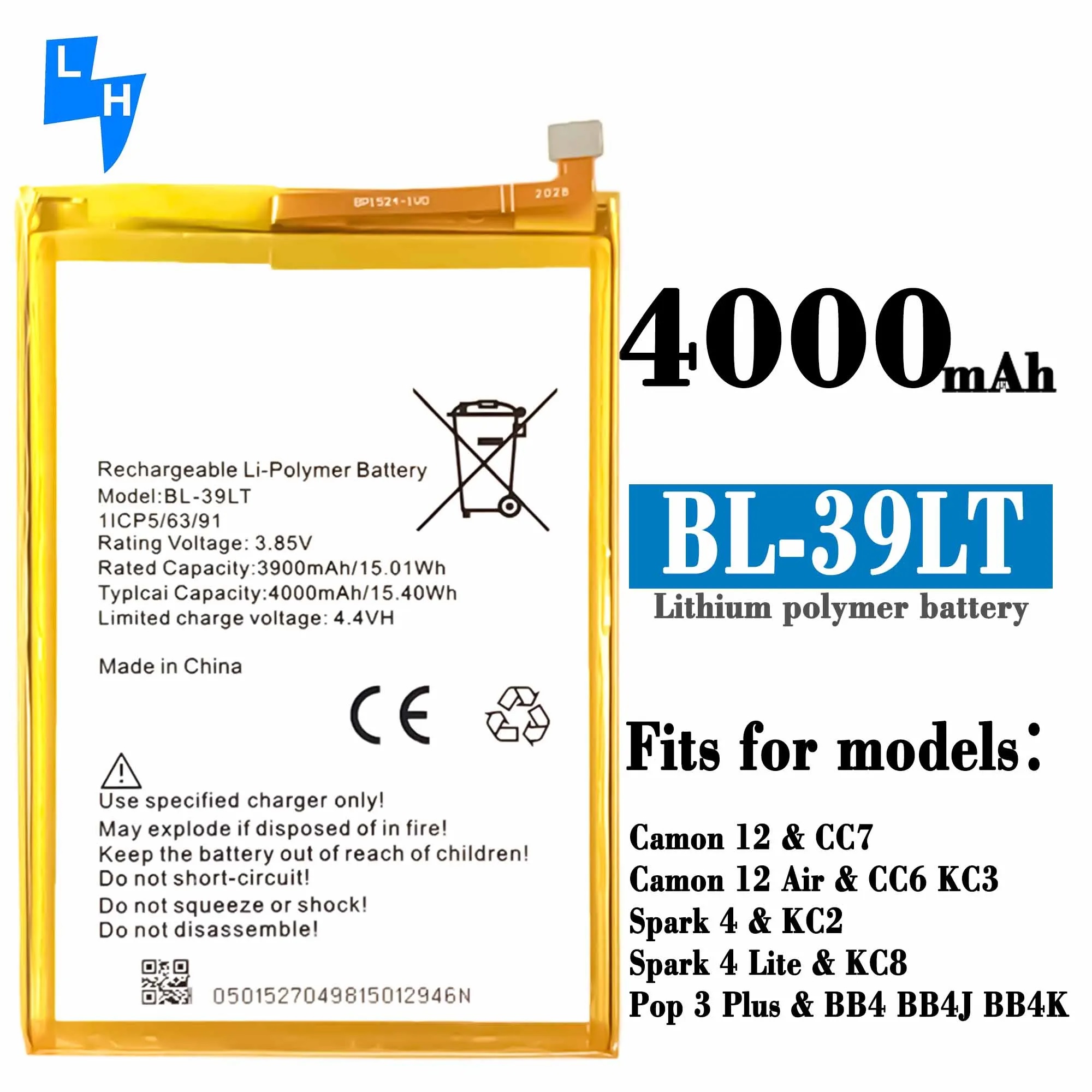 Tecno BL-39LT 4000 mAh Mobile Battery for Tecno Spark 4 Lite