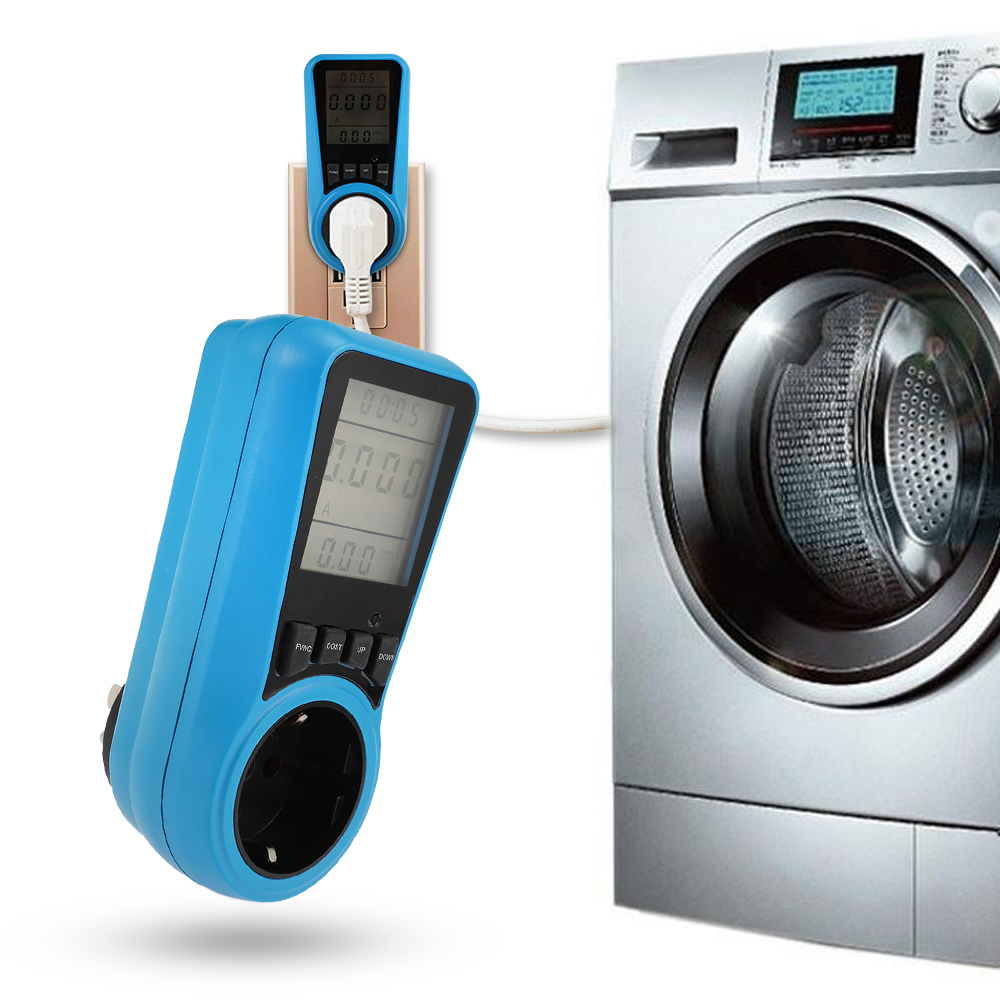 LCD Display Electricity Usage Power Meter Socket En-ergy Watt Volt Amps Wattage KWH Consumption Analyzer Monitor Outlet AC230V~250V EU Plug. 