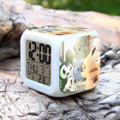 New pokemon go Digital 7 Colors Change LED Digital Alarm Clock Night light Colorful Changing clock. 