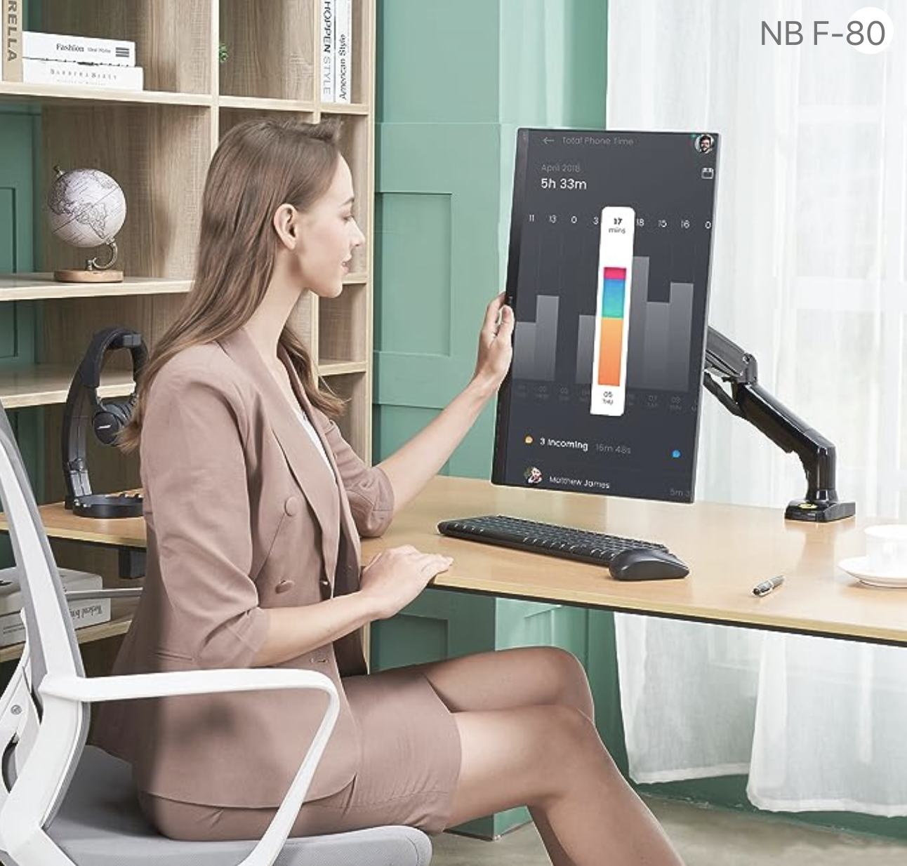NB F80 North Bayou Monitor Desk Mount Stand Full Motion Swivel Monitor Arm With Gas Spring For 17-30'' Computer Monitors (Within 4.4 lbs to 19.8lbs) Lindaa