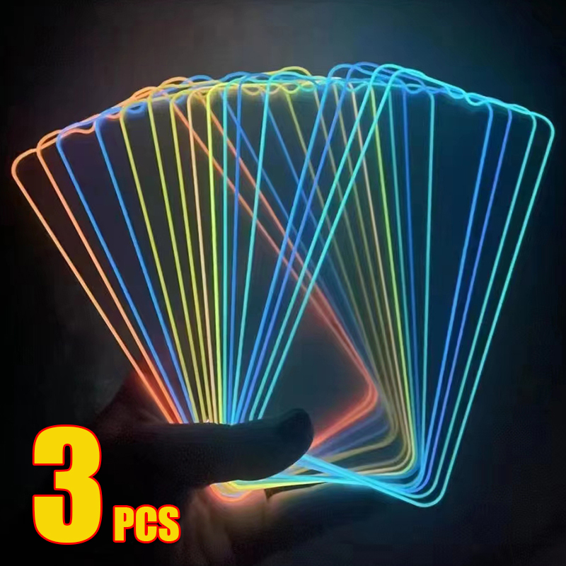 Luminous Screen Protector 3 Pieces Luminous 7 SE R X 8 1 XS X13 Min for iPhone 15 Pro Max 14 Plus i 12 1 Tempered Glass Color Film