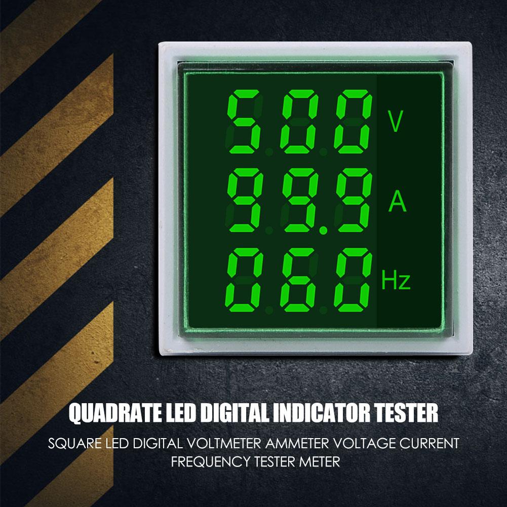 3 In 1 VOLT AMP Hz Meter Panel Mount 22mm Square Panel 3 in 1 AC 60-500V 0-100A 20-75Hz LED Digital Display Voltage Volt Current Ampere Amp Frequency Hertz Hz Meter Indicator Tools Adapters. 