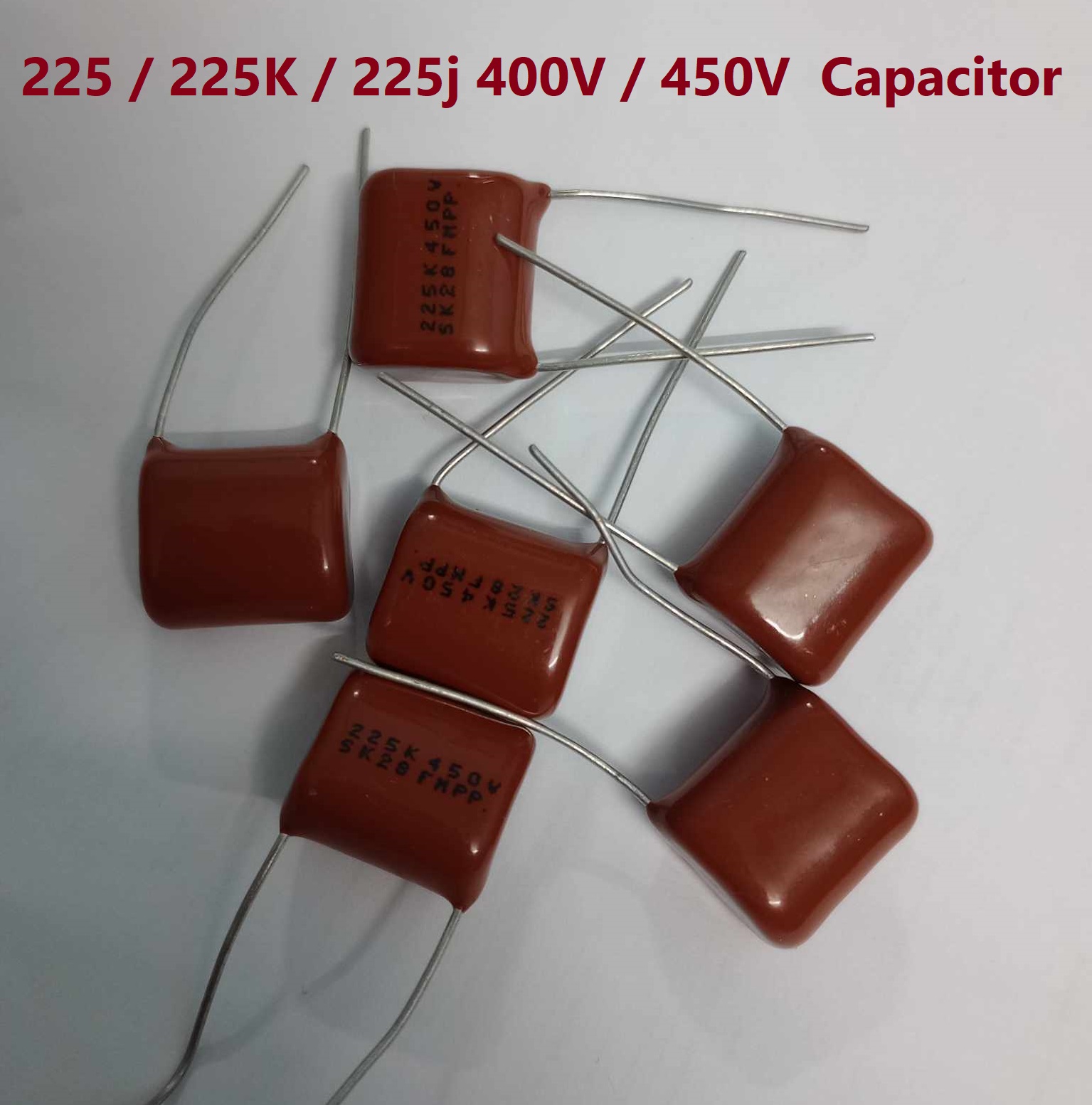3Pcs-  METALLIZED 225 450V Capacitor Metallized 225j / 225K 450V / 400V Polypropylene Capacitor Mylar 2200nF Polyester Film Capacitors 2 Pin Leads Connections Leg. 