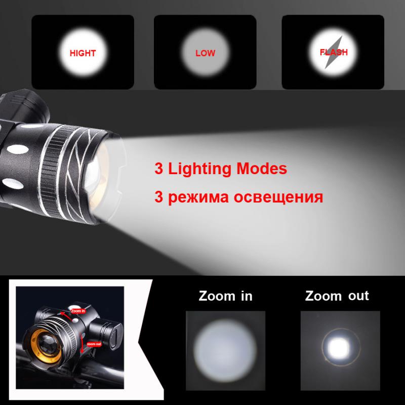 4pcs T6 LED Bicycle Front Light Rechargeable Lamp Lantern 2400mAh Adjustable Zoom MTB Bike Headlight Cycling Flashlight Lanterna. 
