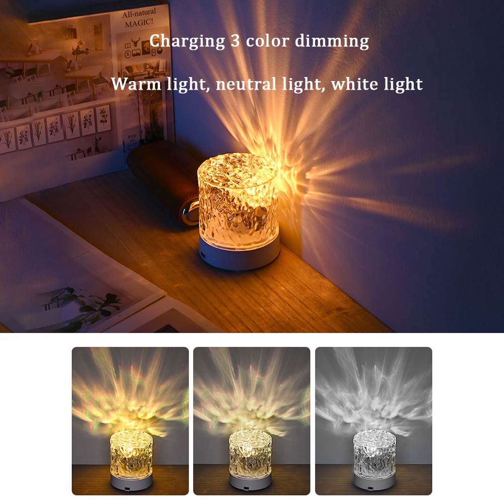 LED Water Ripple Night Light With Remote Control 16 Colors Available Touch Control Multifunctional Projection Lamp (85 x 85 x 95mm). 